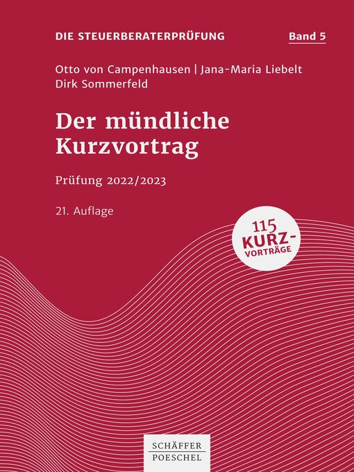 Title details for Der mündliche Kurzvortrag by Otto Campenhausen - Available